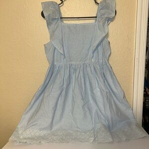 The Children’s Place Girls Pinstripe Eyelet Poplin Fit And Flare Dress - Blue